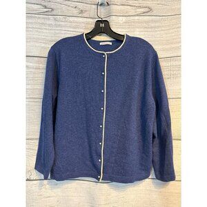 Frances Valentine Wool & Cashmere Cardigan Sweater Pearl Buttons Size L